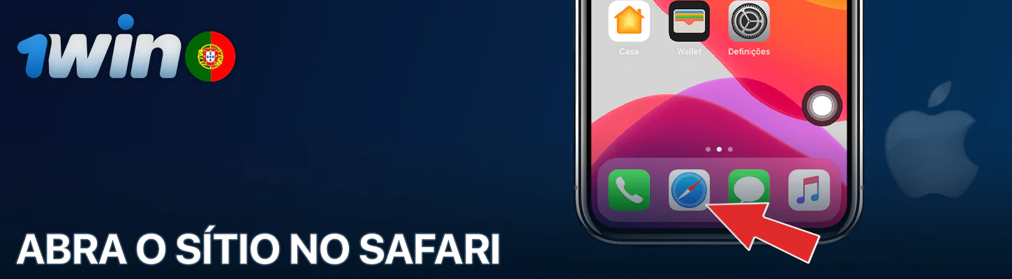 Abrir o 1Win no browser Safari do iPhone