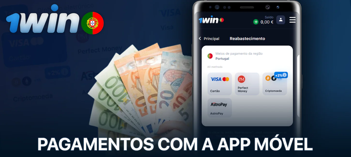Métodos de pagamento na aplicação 1Win em Portugal