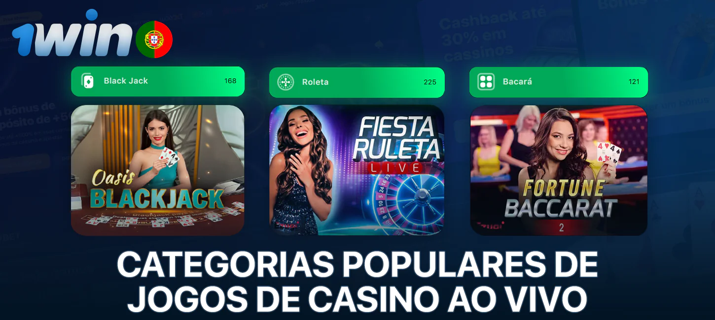 Categorias populares de jogos no 1Win Casino ao vivo