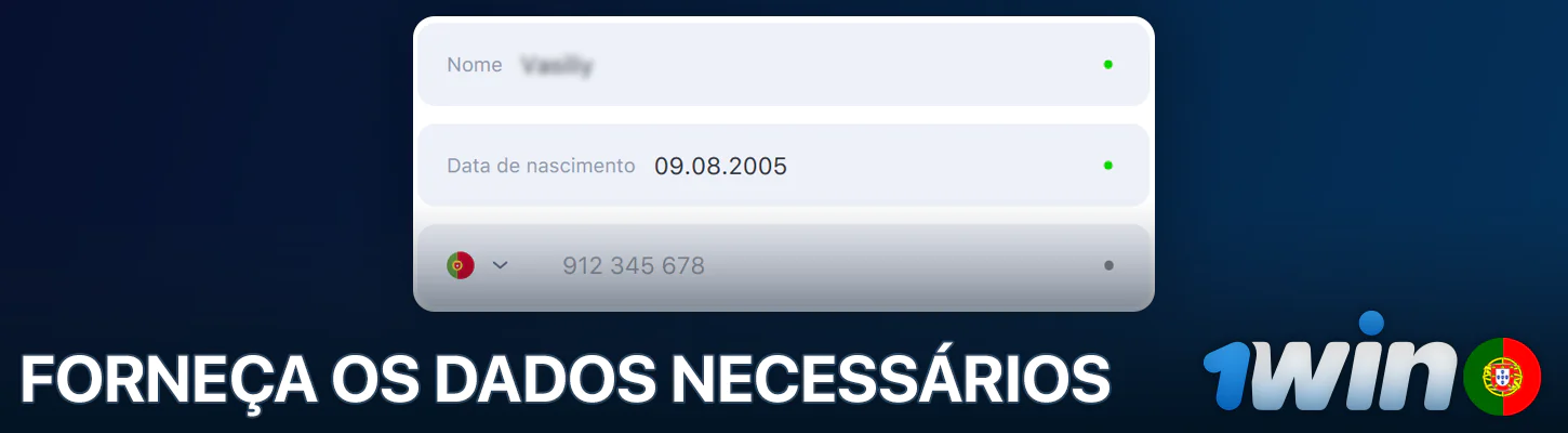Preencher todas as informações na sua conta 1Win